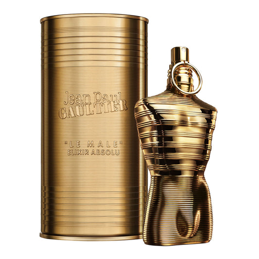 Jean Paul Gaultier Le Male Elixir Absolu Parfum Intense 125ml perfume bottle with original retail box on white background