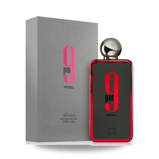 Afnan 9PM Rebel Eau de Parfum – 100ml bottle with retail packaging on white background
