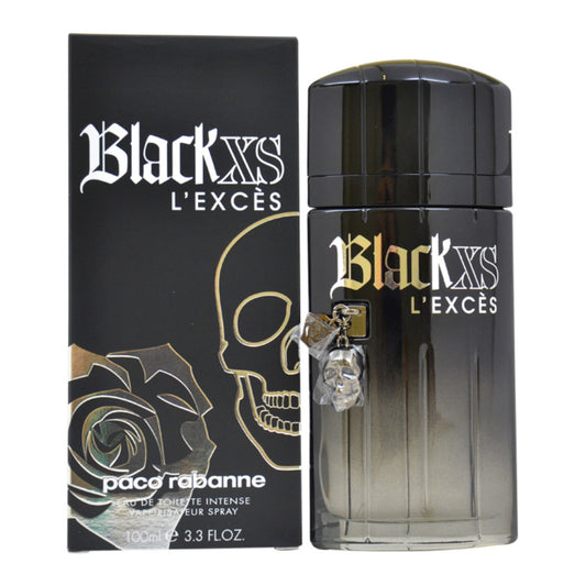 Paco Rabanne Black XS L'Excès for Him Eau de Toilette – 100ml perfume bottle with original retail box on white background