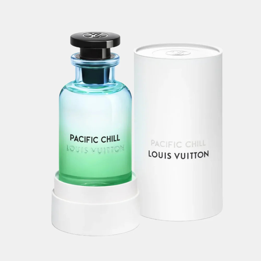 Louis Vuitton Pacific Chill Eau de Parfum 100ml perfume bottle with original retail box on white background