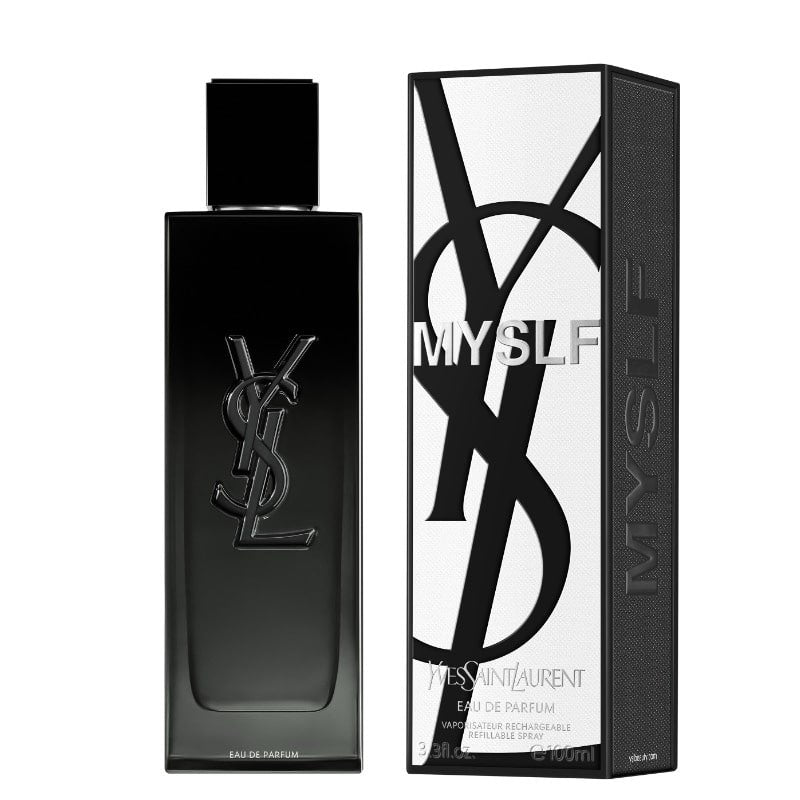 Yves Saint Laurent MYSLF Eau de Parfum – 100ml perfume bottle with original retail box on white background