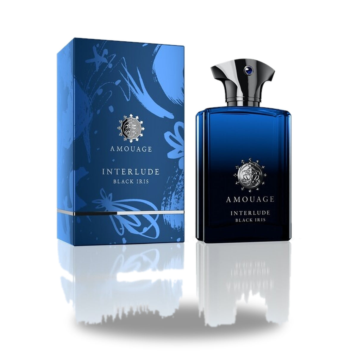 Amouage Interlude Black Iris Eau de Parfum – 100ml bottle with retail packaging on white background