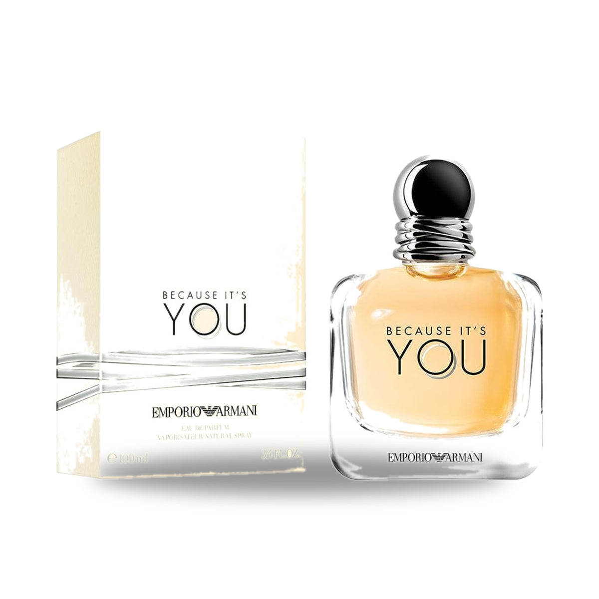 Giorgio Armani Because It’s You Eau de Parfum – 100ml bottle with retail packaging on white background