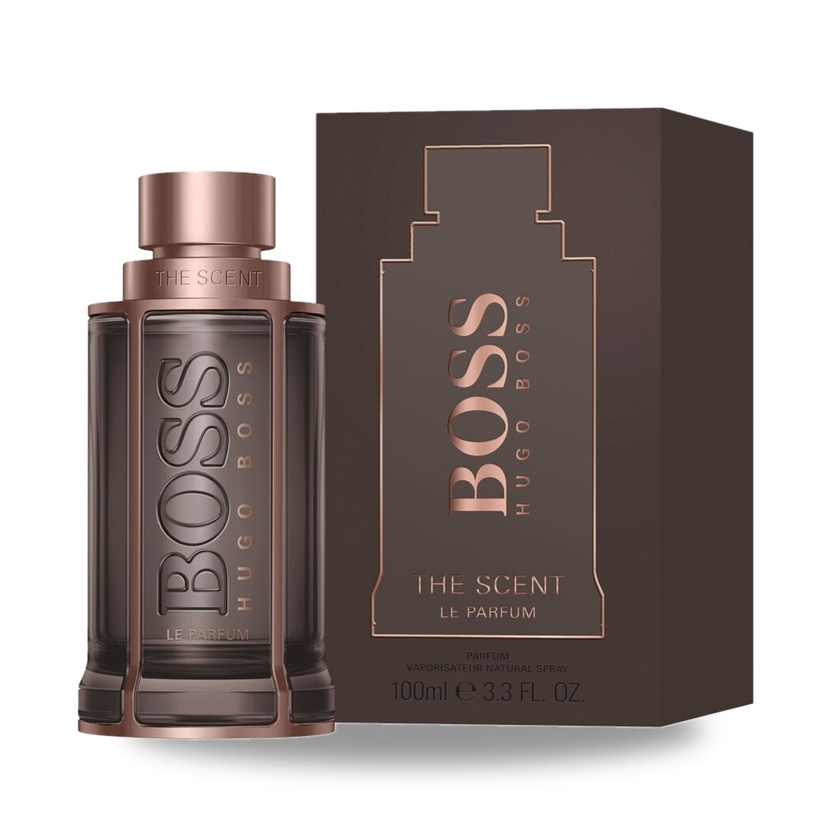Hugo Boss BOSS The Scent Le Parfum – 100ml bottle with retail packaging on white background