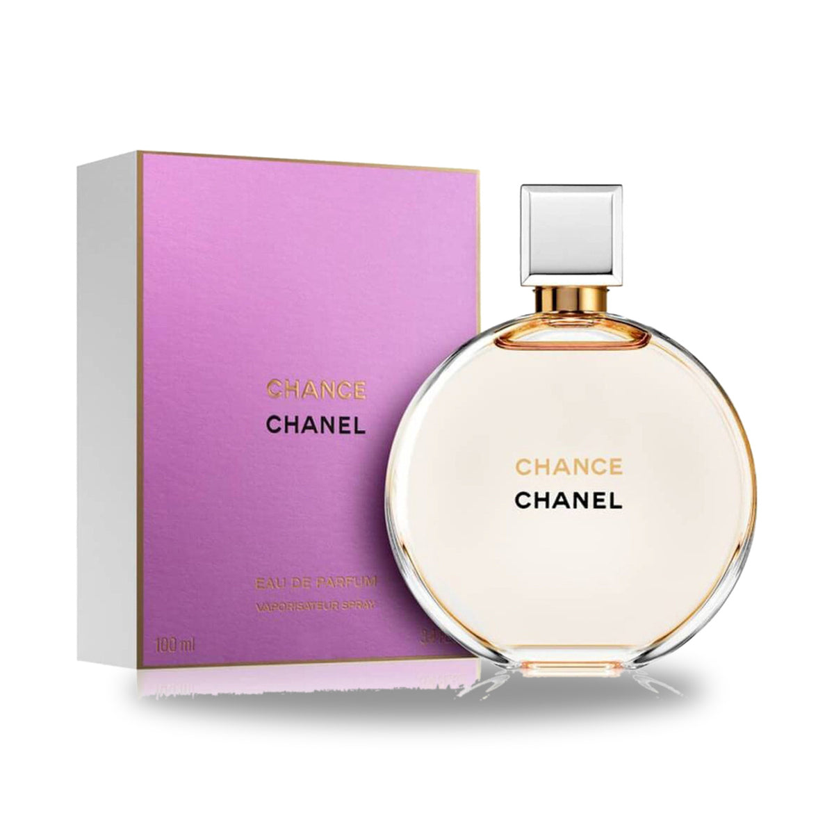 Chanel Chance Eau de Parfum – 100ml bottle with retail packaging on white background