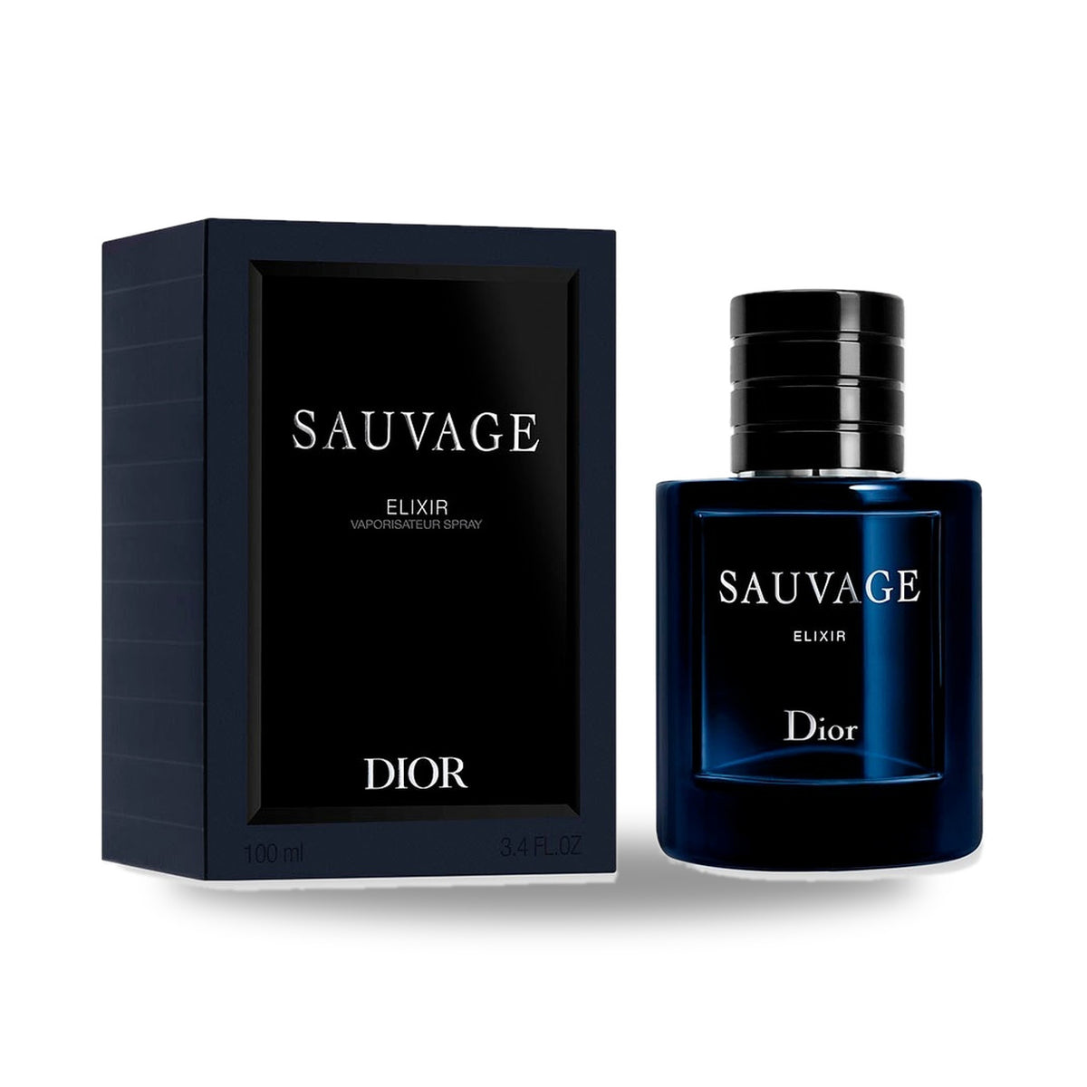 Dior Sauvage Elixir – 100ml bottle with retail packaging on white background
