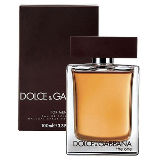 Dolce & Gabbana The One for Men Eau de Toilette 100ml perfume bottle with original retail box on white background