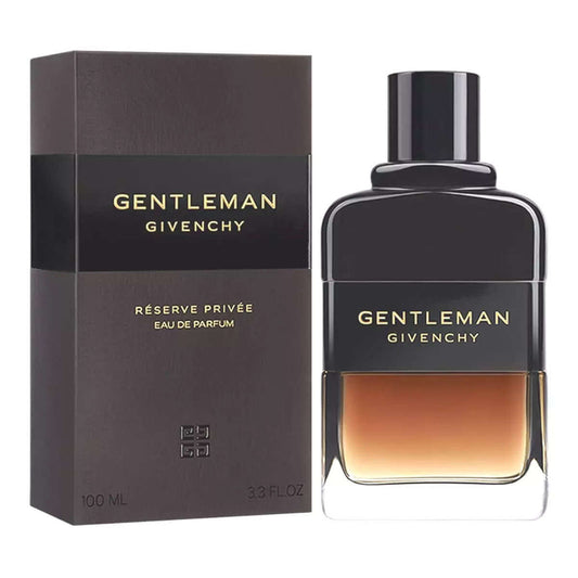 Givenchy Gentleman Eau de Parfum Réserve Privée 100ml perfume bottle with original retail box on white background