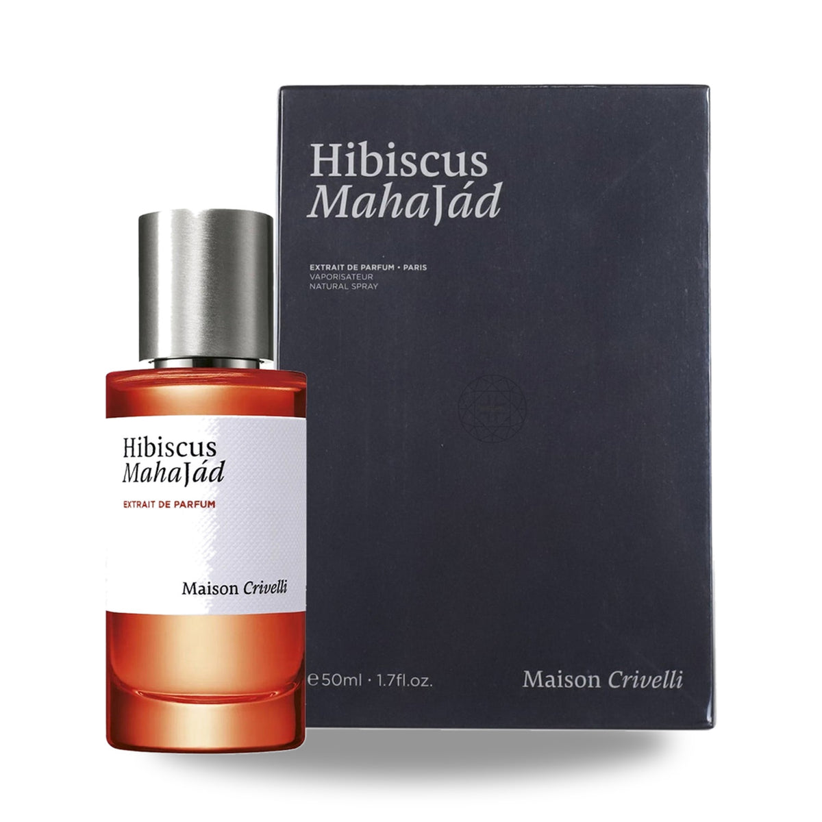 Maison Crivelli Hibiscus Mahajád Extrait de Parfum – 50ml bottle with retail packaging on white background