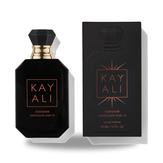 Kayali Oudgasm Chocolate Oud | 11 Eau de Parfum – 100ml bottle with retail packaging on white background