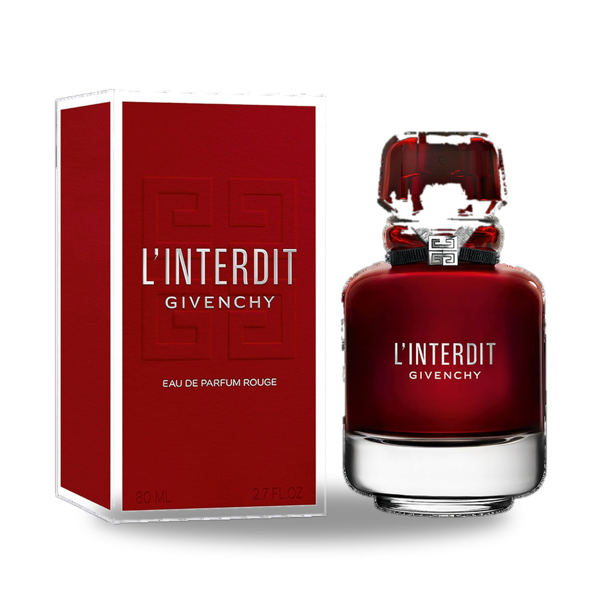 Givenchy L’Interdit Rouge Eau de Parfum – 80ml bottle with retail packaging on white background
