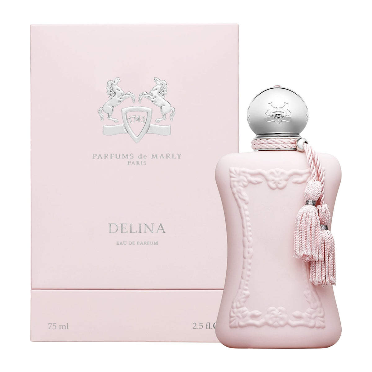 Parfums de Marly Delina Eau de Parfum – 75ml perfume bottle with original retail box on white background
