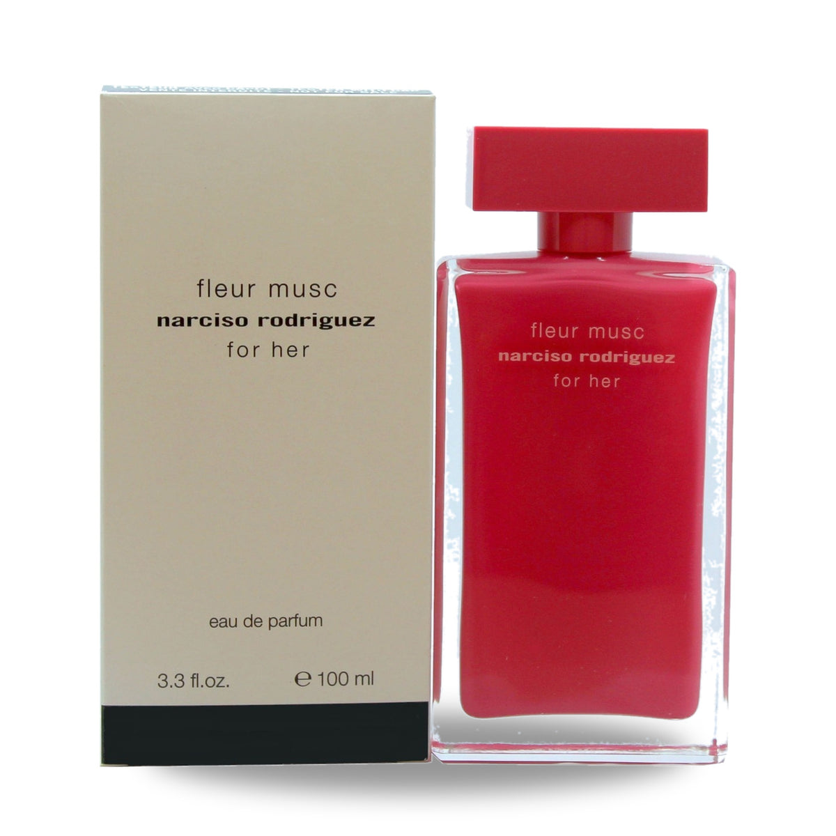Narciso Rodriguez Fleur Musc Eau de Parfum – 100ml bottle with retail packaging on white background