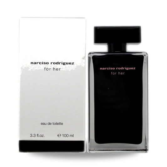 Narciso Rodriguez For Her Eau de Parfum – 100ml bottle with retail packaging on white background