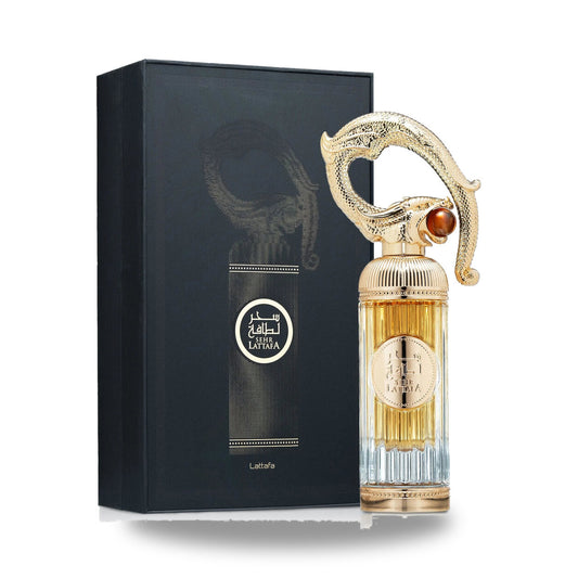 Lattafa Sehr Eau de Parfum – 100ml bottle with retail packaging on white background