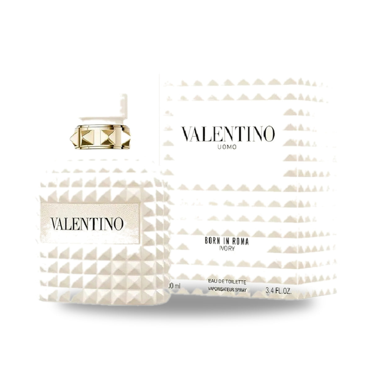 Valentino Uomo Born in Roma Ivory Eau de Parfum – 100ml bottle with retail packaging on white background