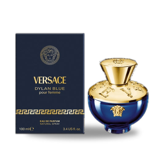 Versace Dylan Blue Pour Femme Eau de Parfum – 100ml bottle with retail packaging on white background